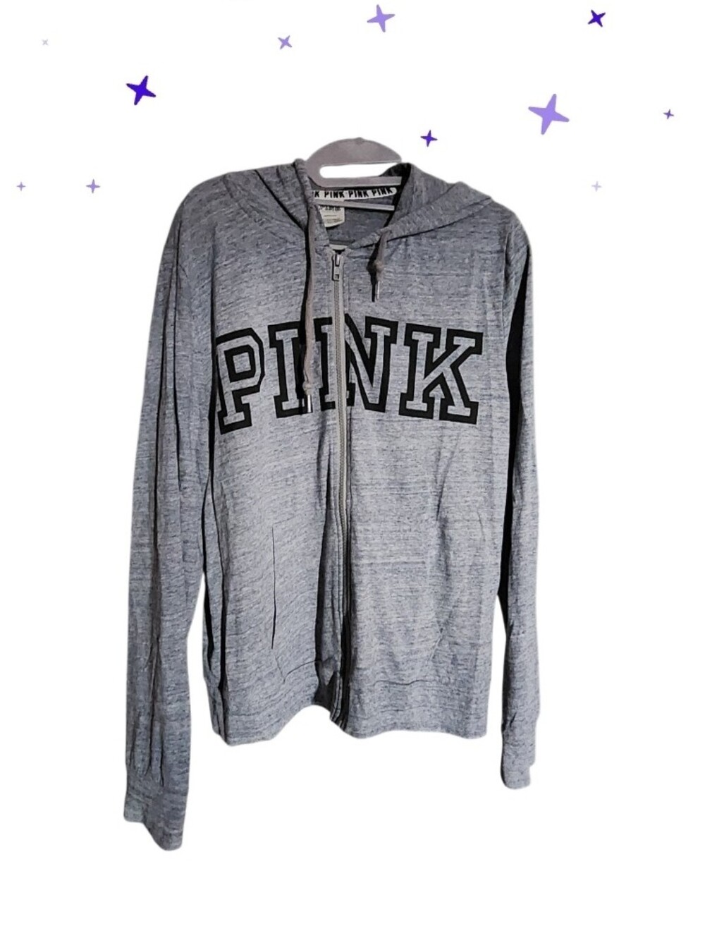 PINK Victoria's Secret Heather Gray Zip Hoodie Jacket